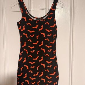 Sourpuss Black Dress with Orange Bat Motif